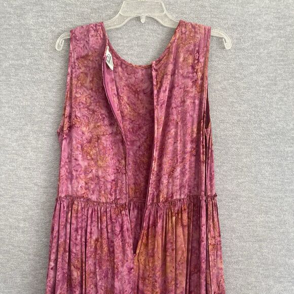 Go Fish Boho Ruffled Tiered Dress Size M Shapeless Prairie Cottage Hippie Batik - Picture 9 of 16
